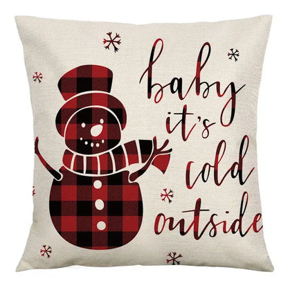 Red and black plaid christmas linen cushion cover living room decor