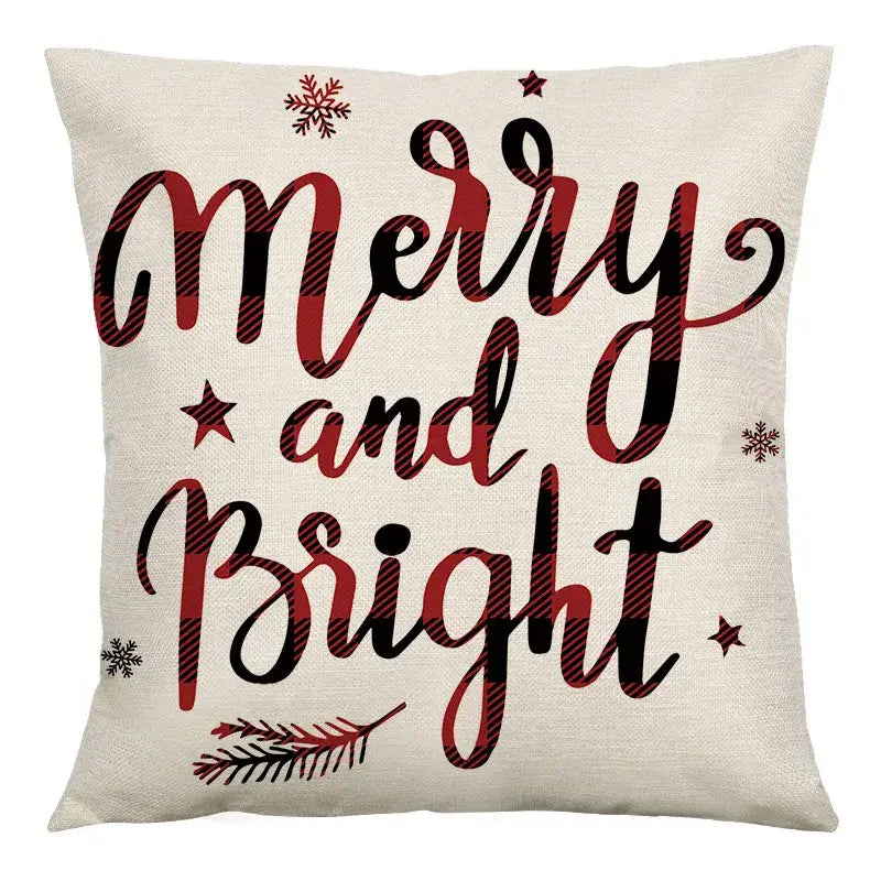 Red and black plaid christmas linen cushion cover living room decor