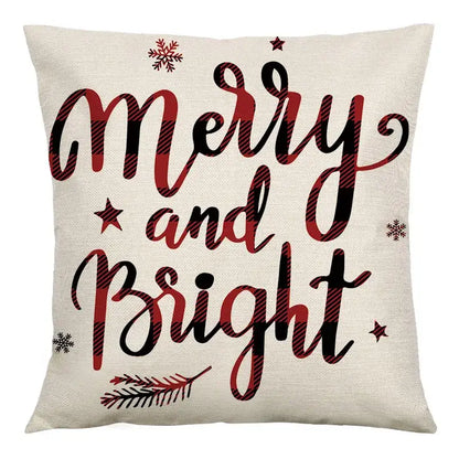 Red and black plaid christmas linen cushion cover living room decor