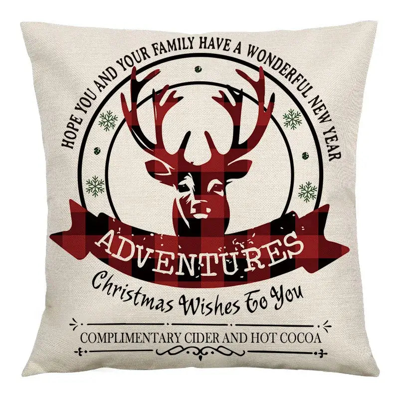 Red and black plaid christmas linen cushion cover living room decor