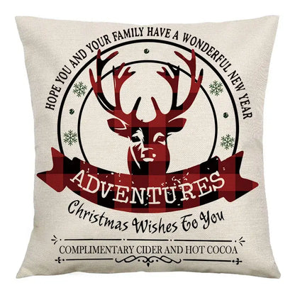 Red and black plaid christmas linen cushion cover living room decor