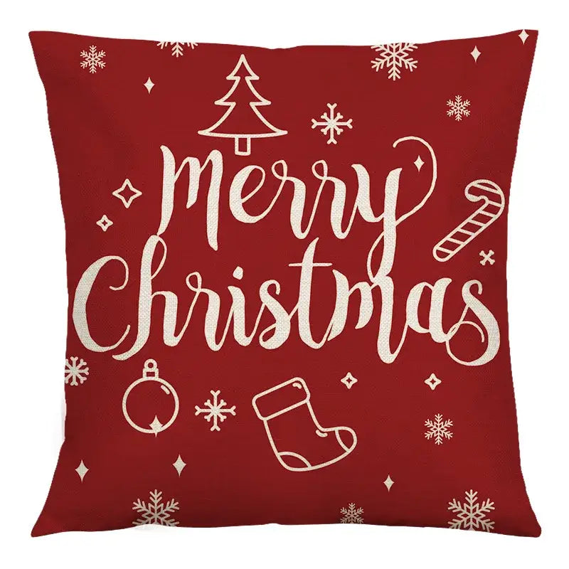 Red and black plaid christmas linen cushion cover living room decor