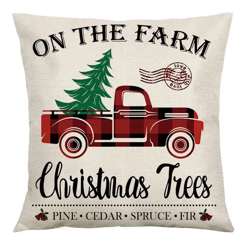 Red and black plaid christmas linen cushion cover living room decor
