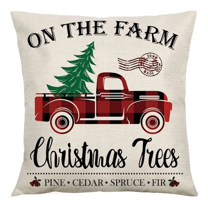 Red and black plaid christmas linen cushion cover living room decor