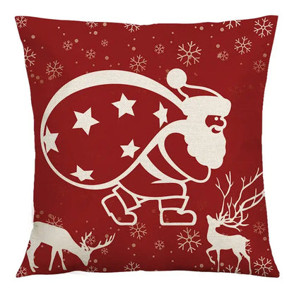Red and black plaid christmas linen cushion cover living room decor