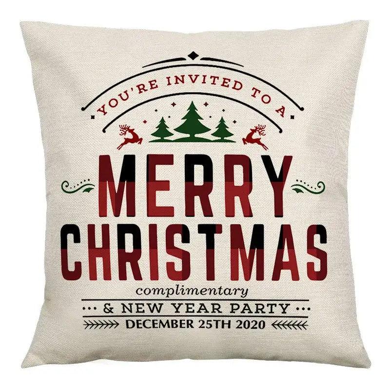 Red and black plaid christmas linen cushion cover living room decor