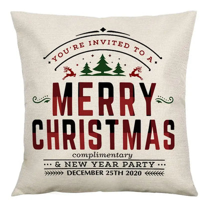 Red and black plaid christmas linen cushion cover living room decor