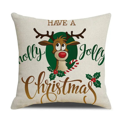 Festive red christmas linen cushion cover set living room decor