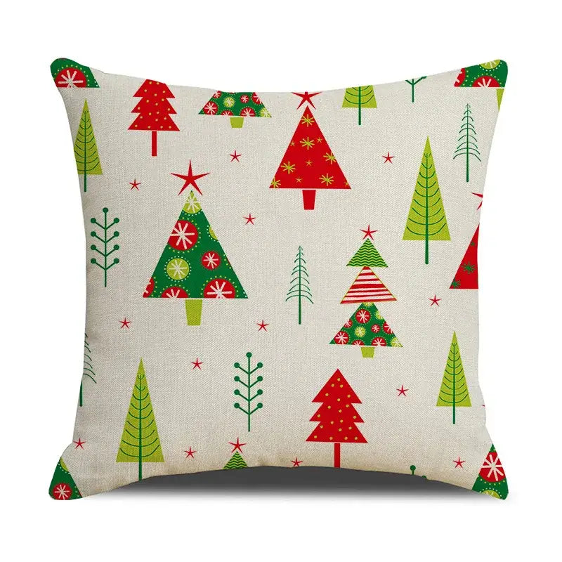 Festive red christmas linen cushion cover set living room decor