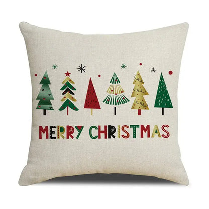 Festive red christmas linen cushion cover set living room decor