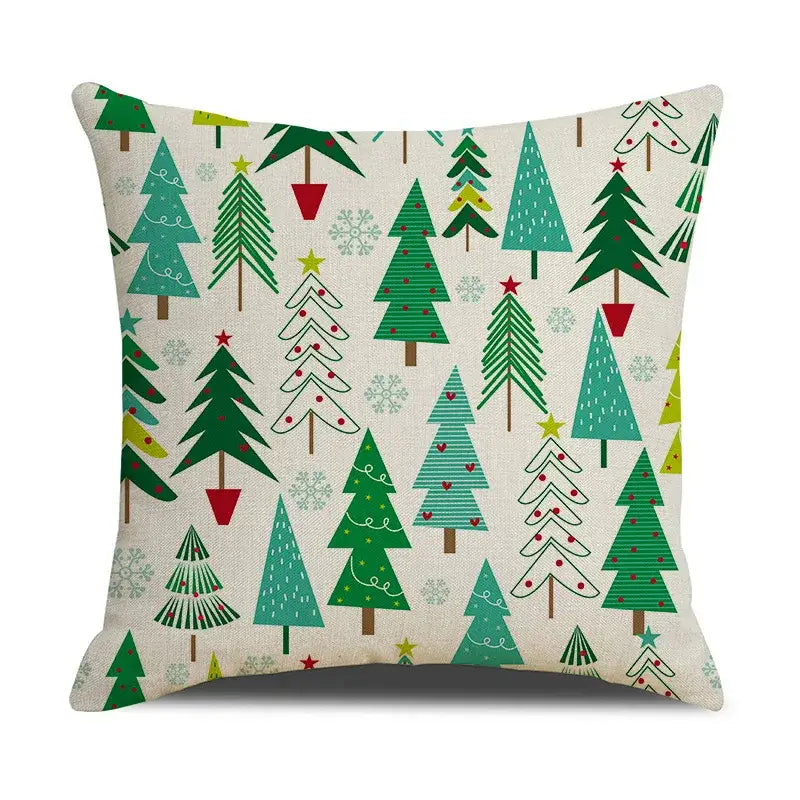 Festive red christmas linen cushion cover set living room decor