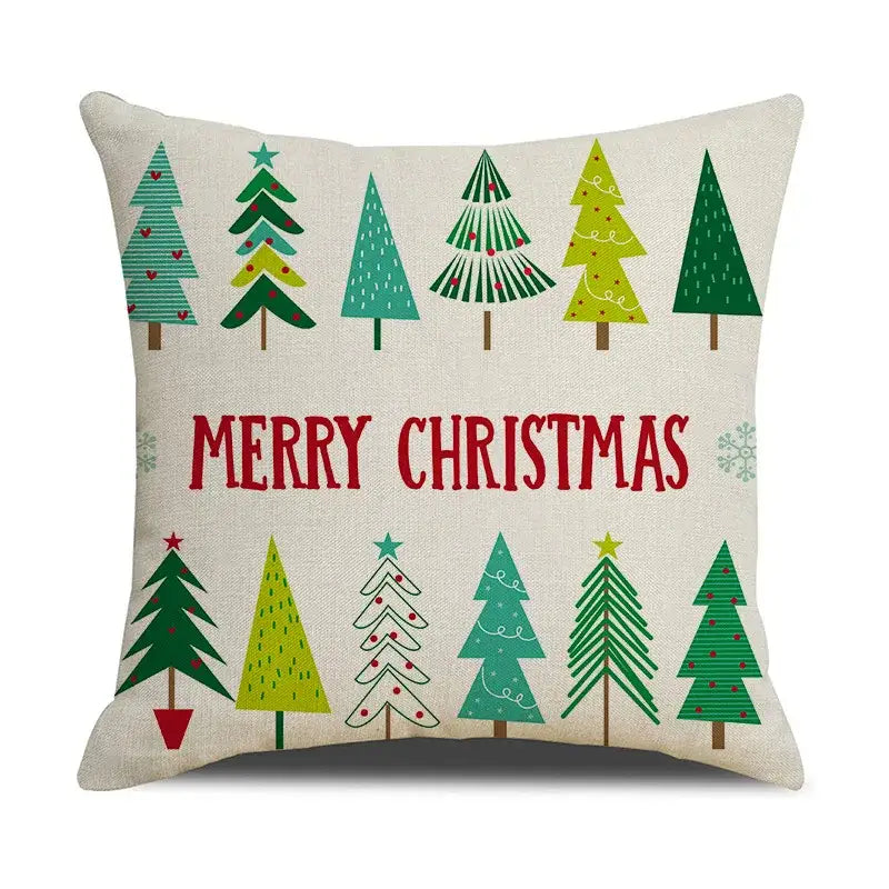 Festive red christmas linen cushion cover set living room decor