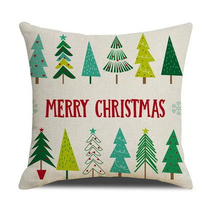 Festive red christmas linen cushion cover set living room decor