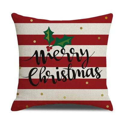 Festive red christmas linen cushion cover set living room decor