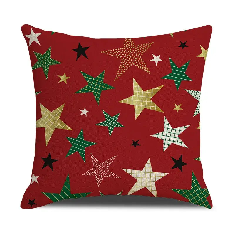 Festive red christmas linen cushion cover set living room decor