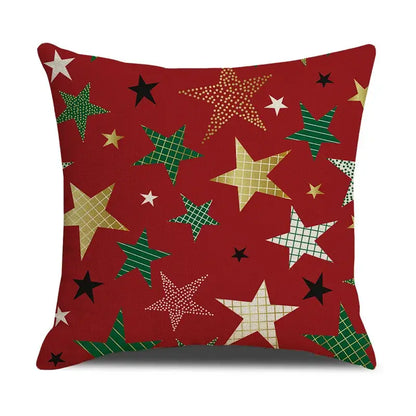 Festive red christmas linen cushion cover set living room decor
