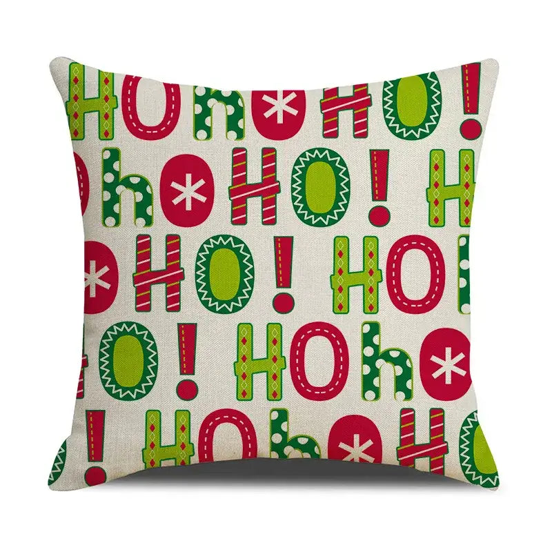 Festive red christmas linen cushion cover set living room decor