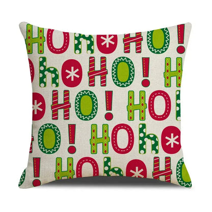 Festive red christmas linen cushion cover set living room decor