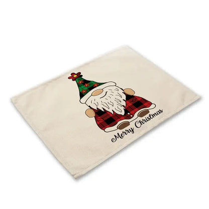 Festive red & black plaid christmas linen dining table mats set of 6