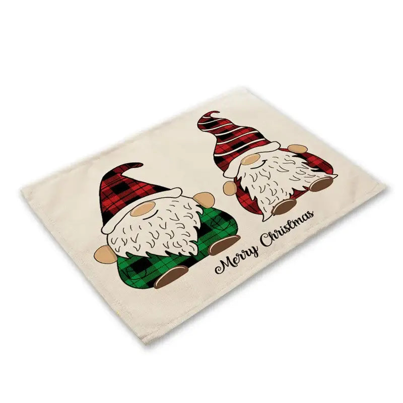 Festive red & black plaid christmas linen dining table mats set of 6