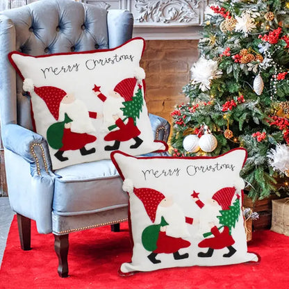 Embroidered snowflake christmas patchwork pillow covers living room