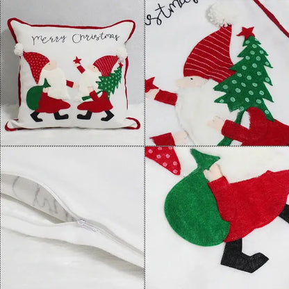 Embroidered snowflake christmas patchwork pillow covers living room