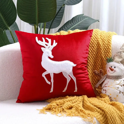Red velvet christmas patchwork merrychristmas cushion cover living room