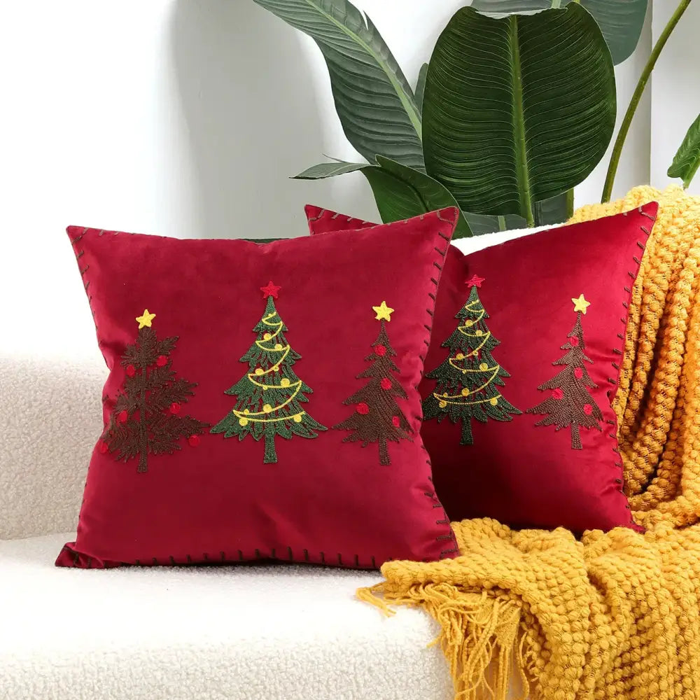 Red velvet christmas patchwork merrychristmas cushion cover living room