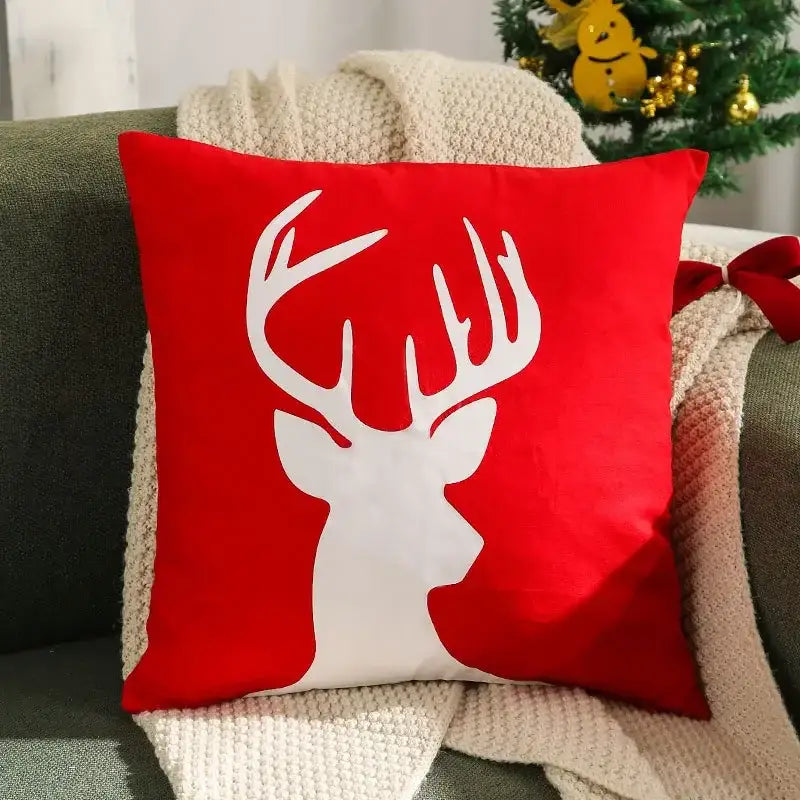 Red velvet christmas patchwork merrychristmas cushion cover living room