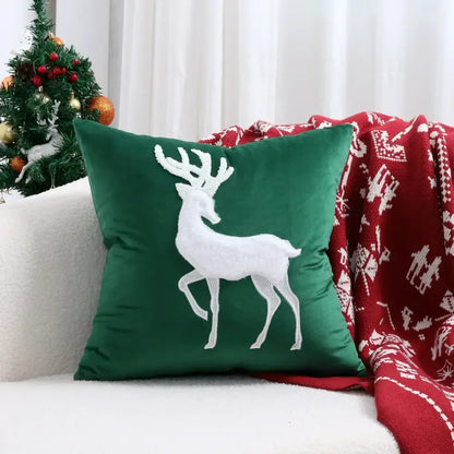 Red velvet christmas patchwork merrychristmas cushion cover living room
