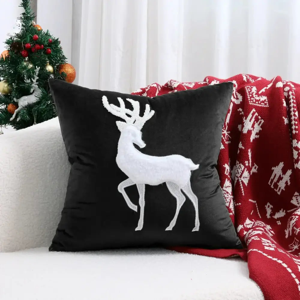 Red velvet christmas patchwork merrychristmas cushion cover living room