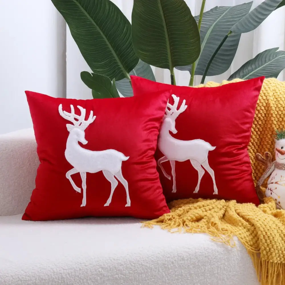 Red velvet christmas patchwork merrychristmas cushion cover living room