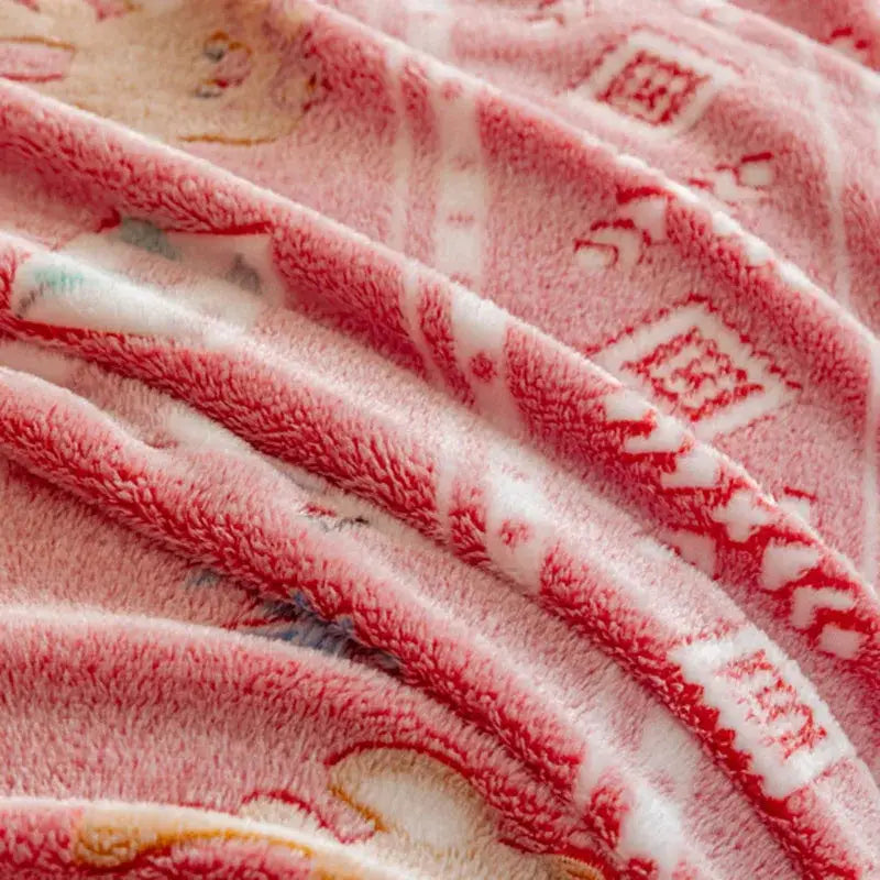 Festive pink christmas pattern printed soft blanket bedroom throw