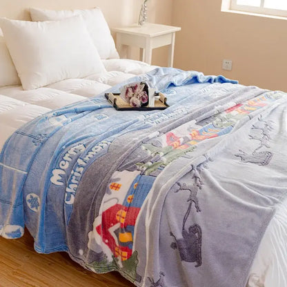 Festive pink christmas pattern printed soft blanket bedroom throw