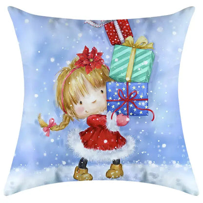 Festive character print christmas pillowcase living room decor