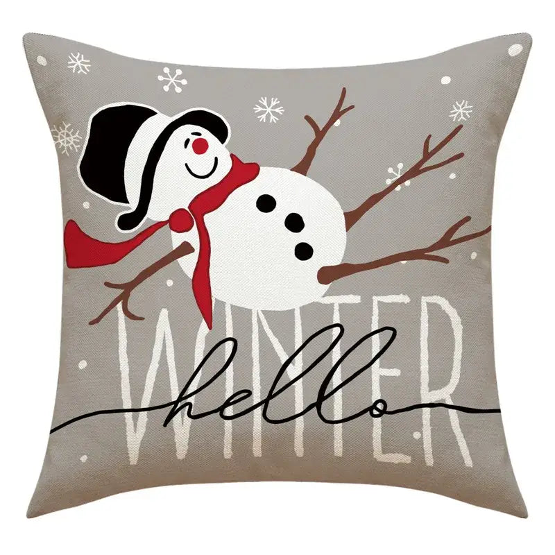 Vintage santa claus and snowman print pillowcase set living room decor