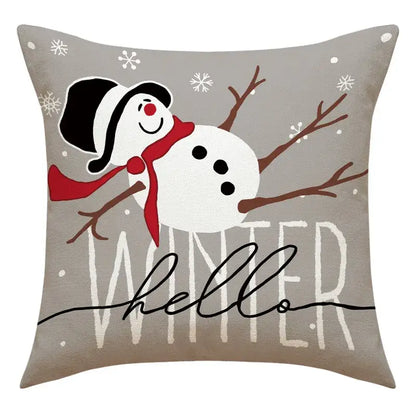 Vintage santa claus and snowman print pillowcase set living room decor