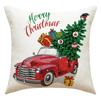 Vintage santa claus and snowman print pillowcase set living room decor