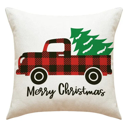 Vintage santa claus and snowman print pillowcase set living room decor