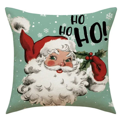 Vintage santa claus and snowman print pillowcase set living room decor