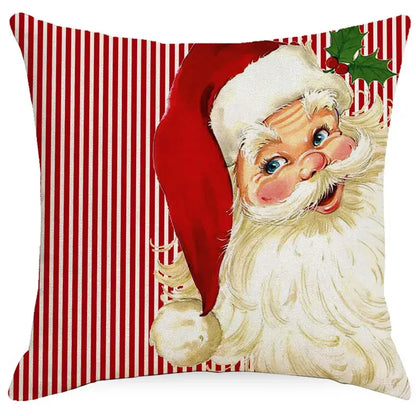 Vintage santa claus and snowman print pillowcase set living room decor