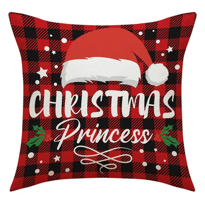 Vintage santa claus and snowman print pillowcase set living room decor