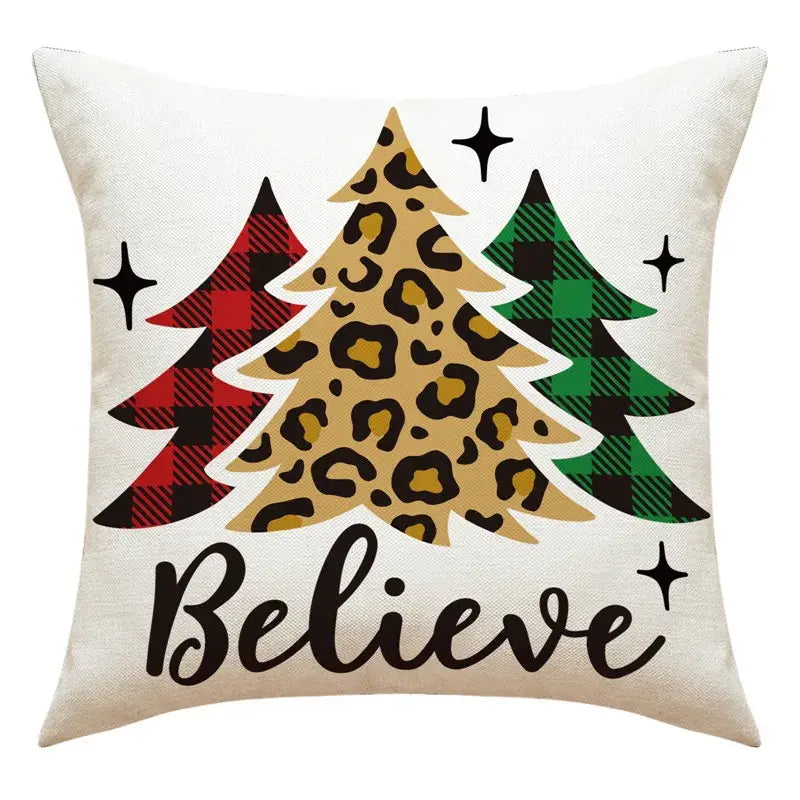 Vintage santa claus and snowman print pillowcase set living room decor