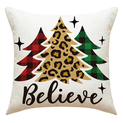 Vintage santa claus and snowman print pillowcase set living room decor