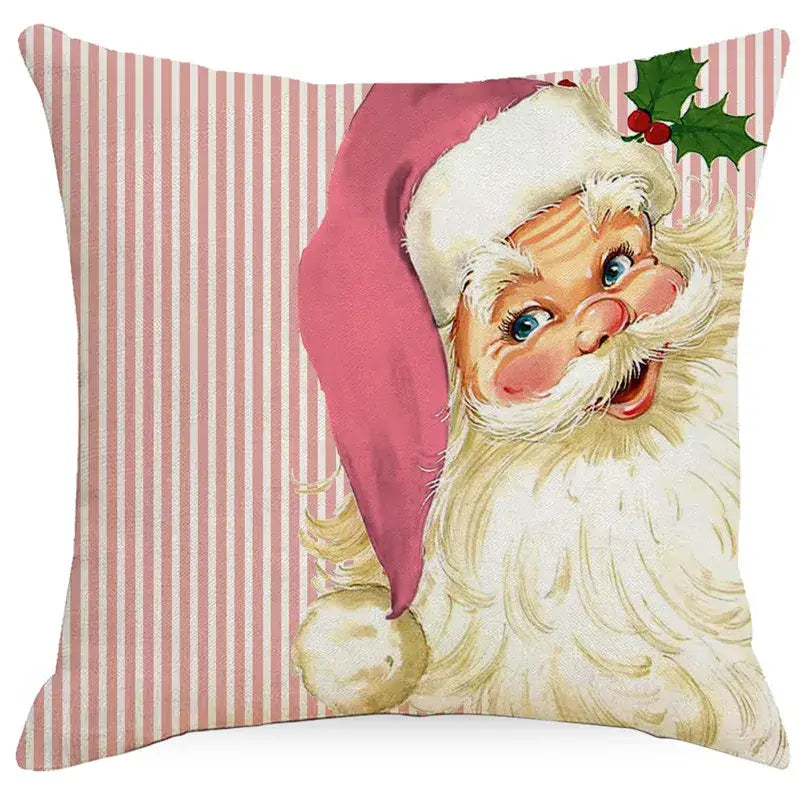Vintage santa claus and snowman print pillowcase set living room decor