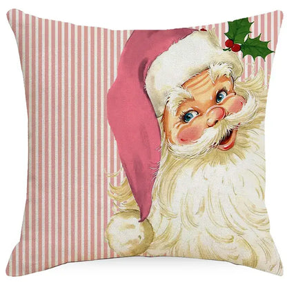 Vintage santa claus and snowman print pillowcase set living room decor