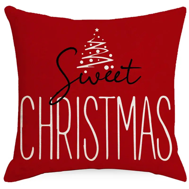 Vintage santa claus and snowman print pillowcase set living room decor