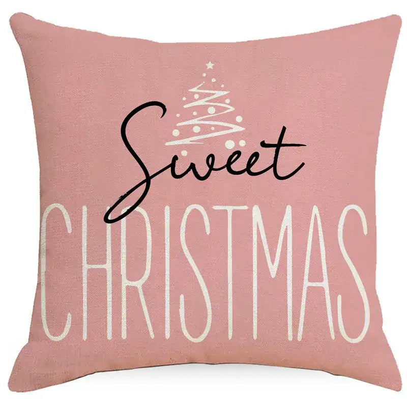Vintage santa claus and snowman print pillowcase set living room decor