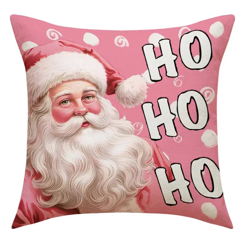 Vintage santa claus and snowman print pillowcase set living room decor