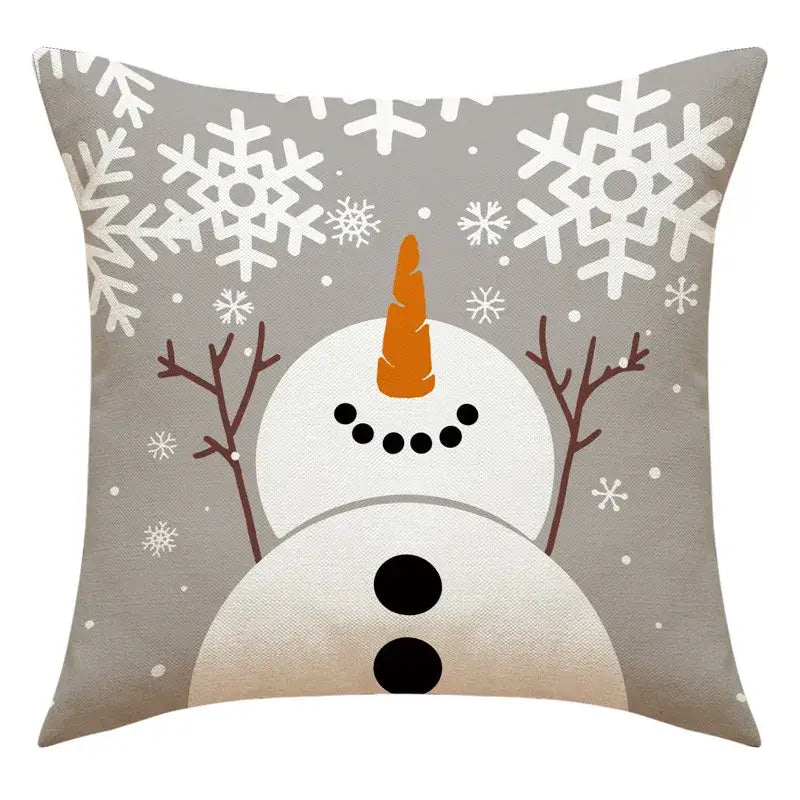 Vintage santa claus and snowman print pillowcase set living room decor